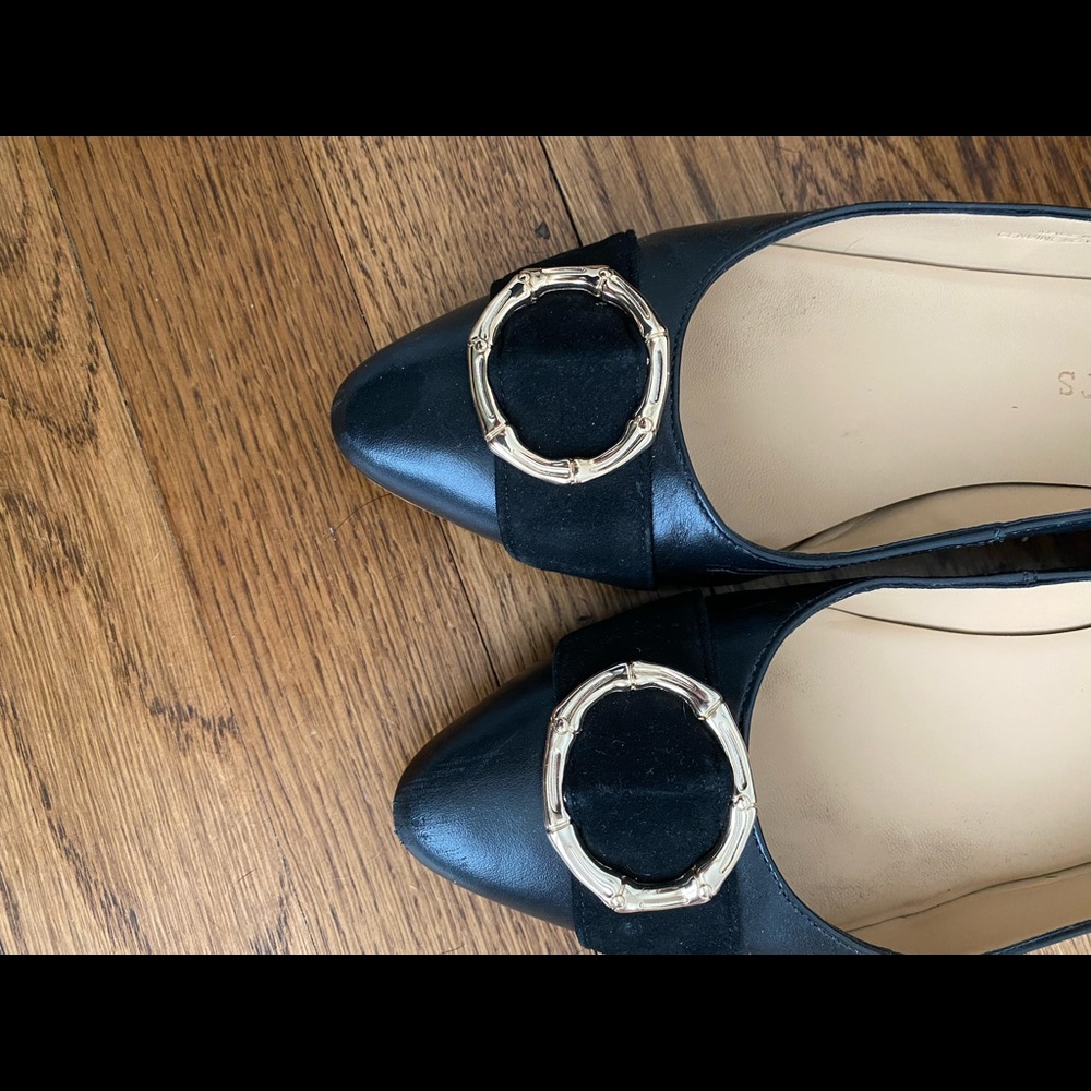 Black Talbots Edison Bamboo Ring Nappa Flats Size 7